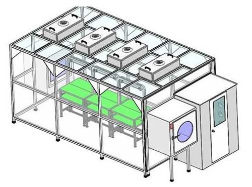 风淋室及洁净棚和传递窗在洁净无尘室的安装图 风淋室及洁净棚和传递窗在洁净无尘室的安装图